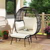 Oversized Egg Chair with Ottoman and Soft Cushions-White - Gallery View 1 of 9