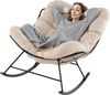 Oversized Egg Papasan chair with padded beige cushion, designed for comfort and relaxation, perfect for indoor or patio.