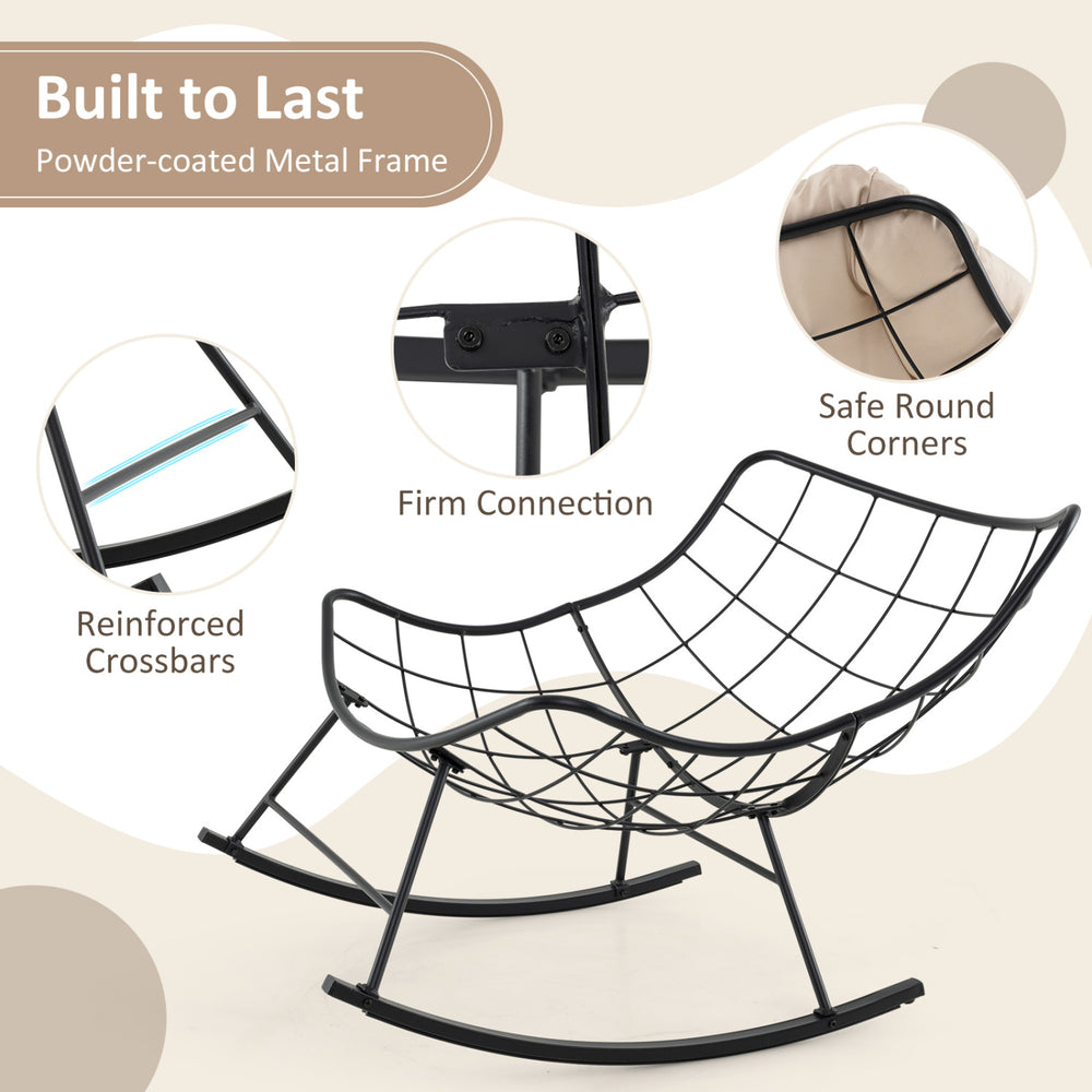 Oversized Egg Papasan chair with padded cushion, featuring a powder-coated metal frame and safe round corners for.