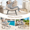Oversized egg papasan chair with padded cushion in beige, perfect for indoor, poolside, or patio relaxation.