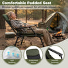 Oversized foldable fishing chair in green with padded seat, adjustable backrest, and smooth armrests for outdoor.