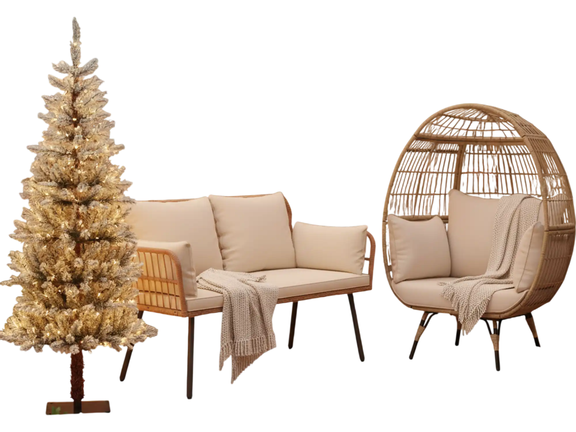 Costway Rattan Egg Lounge Chair & 2-Seat Sofa Patio Furniture Set 60199632 New