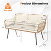 Product dimensions of the oversized rattan egg lounge chair and 2-seat sofa with cushions, showing size and weight.