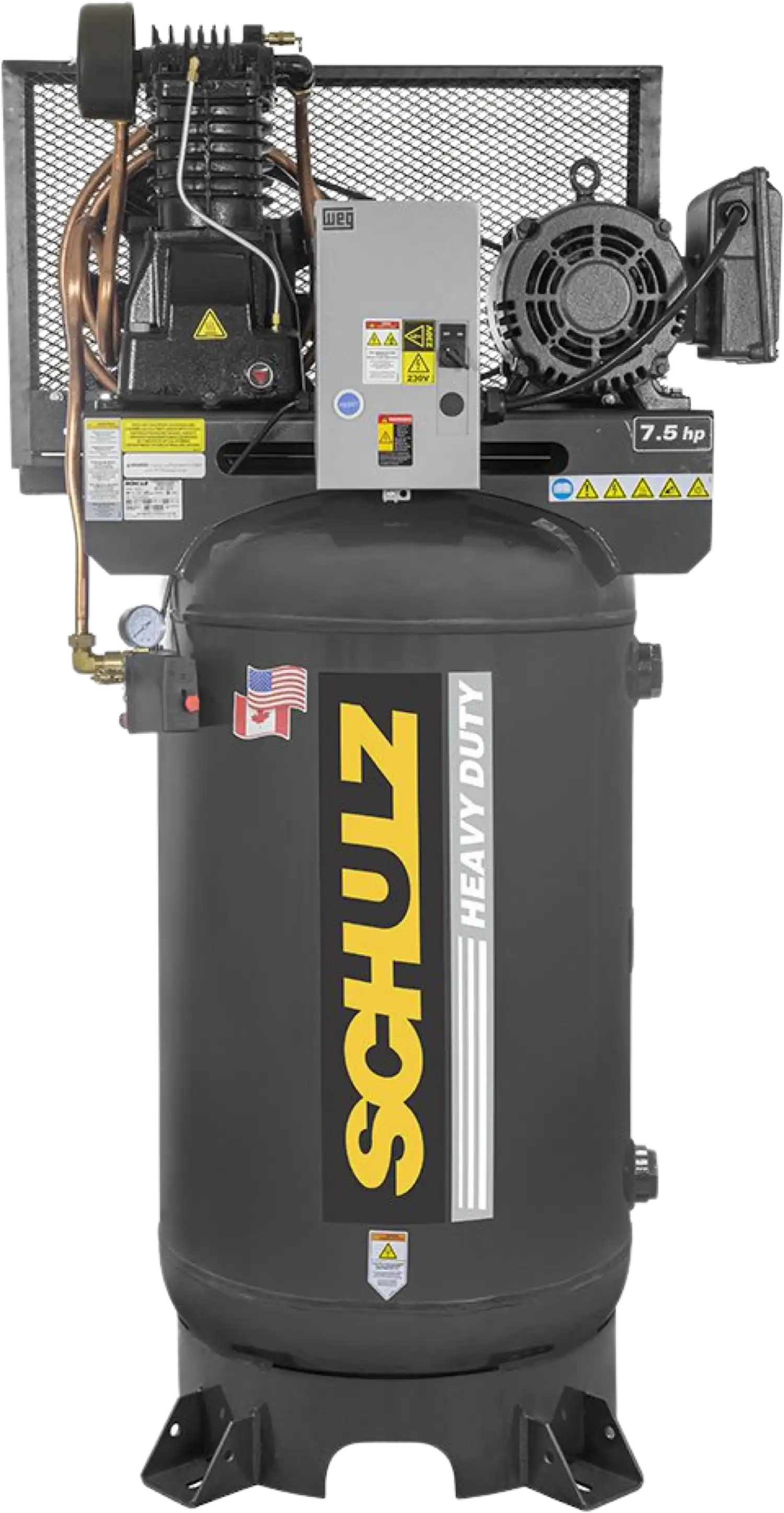 Schulz Premium Series Air Compressor 7.5 HP 80 gal. 2-Stage 208-230V 3-Phase Vertical P7580VL30X-3 New