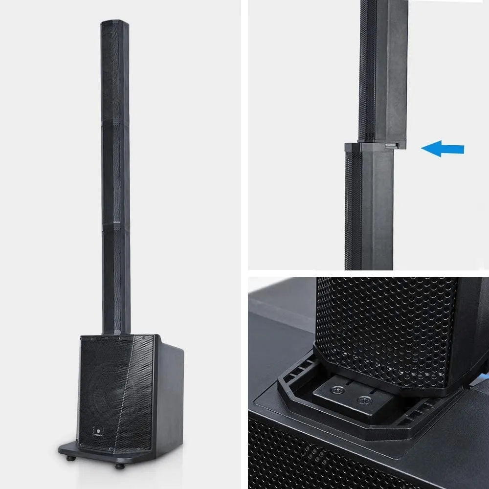 Proreck PARTY-10 PA Speaker System Tower Outdoor 10" Subwoofer 4" Tweeters Bluetooth and Remote New