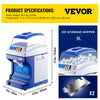 Vevor Ice Shaver Commercial Snow Cone Maker 441 lbs/H with 11 lbs Hopper 110V 320 RPM New