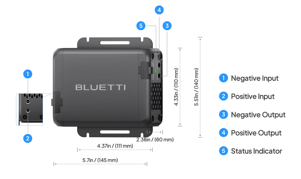 Bluetti Charger 1 for Power Stations 560W Alternator Charger with DC Input Cable New