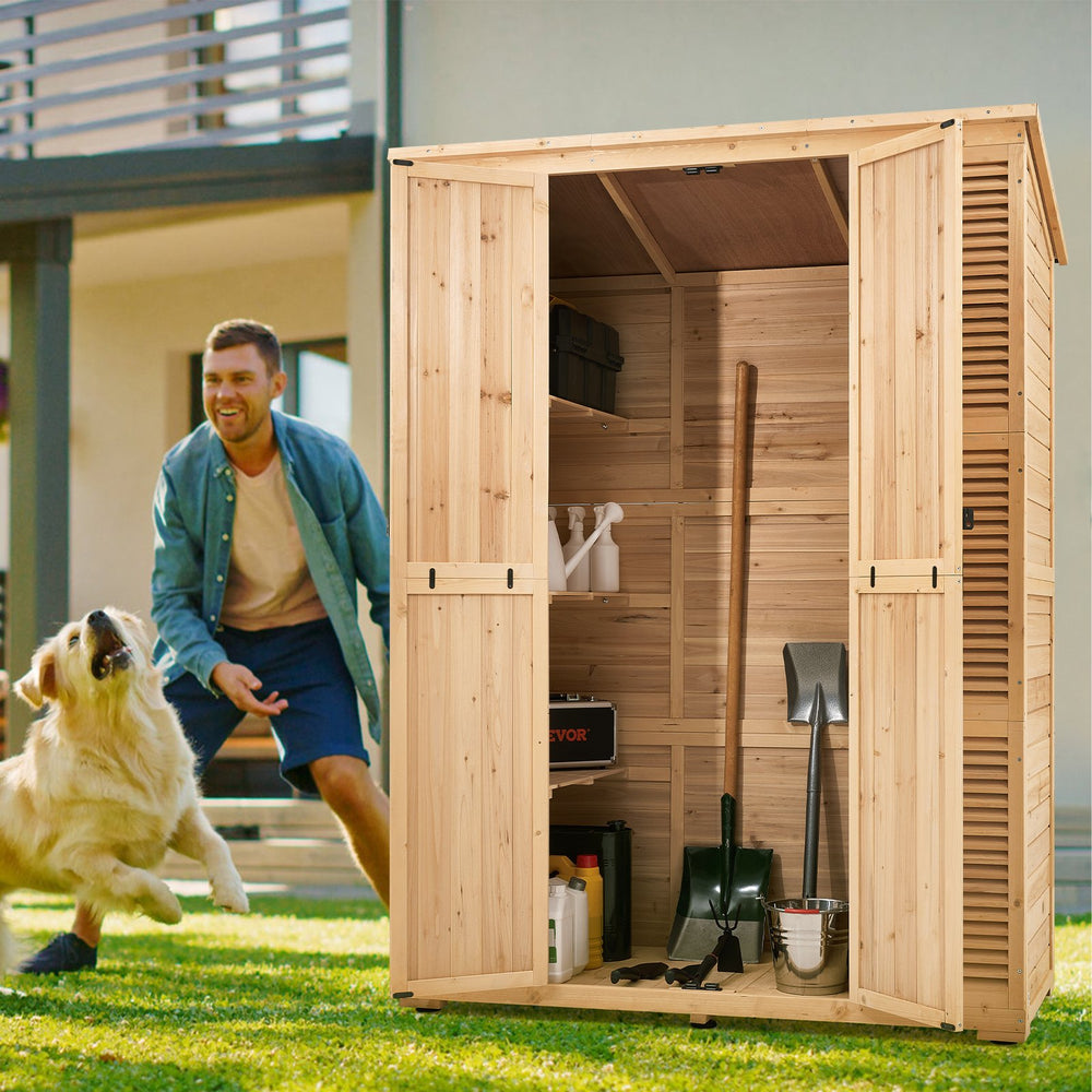 Vevor Outdoor Wooden Storage Shed 58" x 78" Waterproof with Sloping Roof New