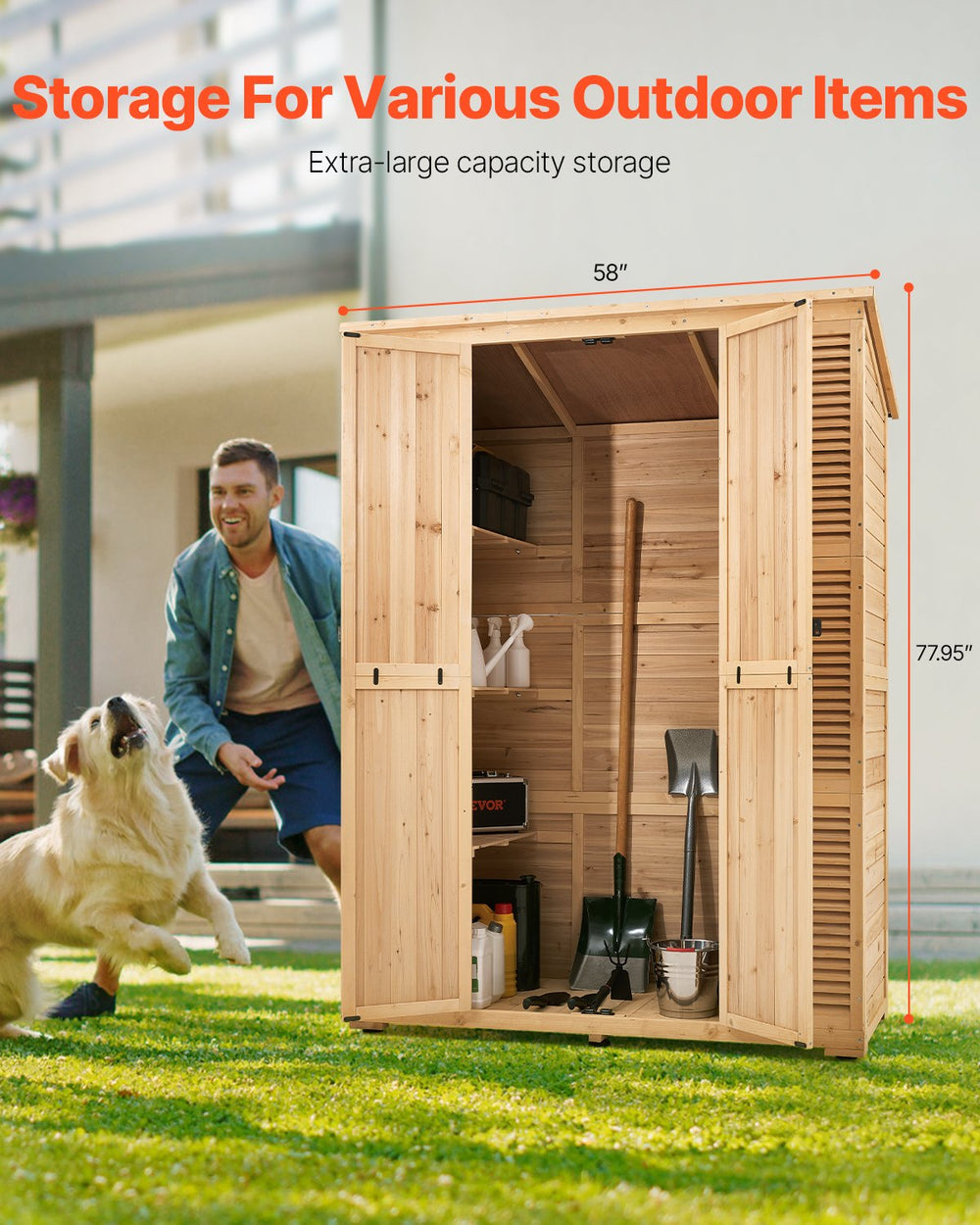 Vevor Outdoor Wooden Storage Shed 58" x 78" Waterproof with Sloping Roof New