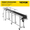 Vevor Motorized Conveyor With PVC Belt 71" x 7.8" Anti-Static With Adjustable Double Guardrails Stainless Steel New