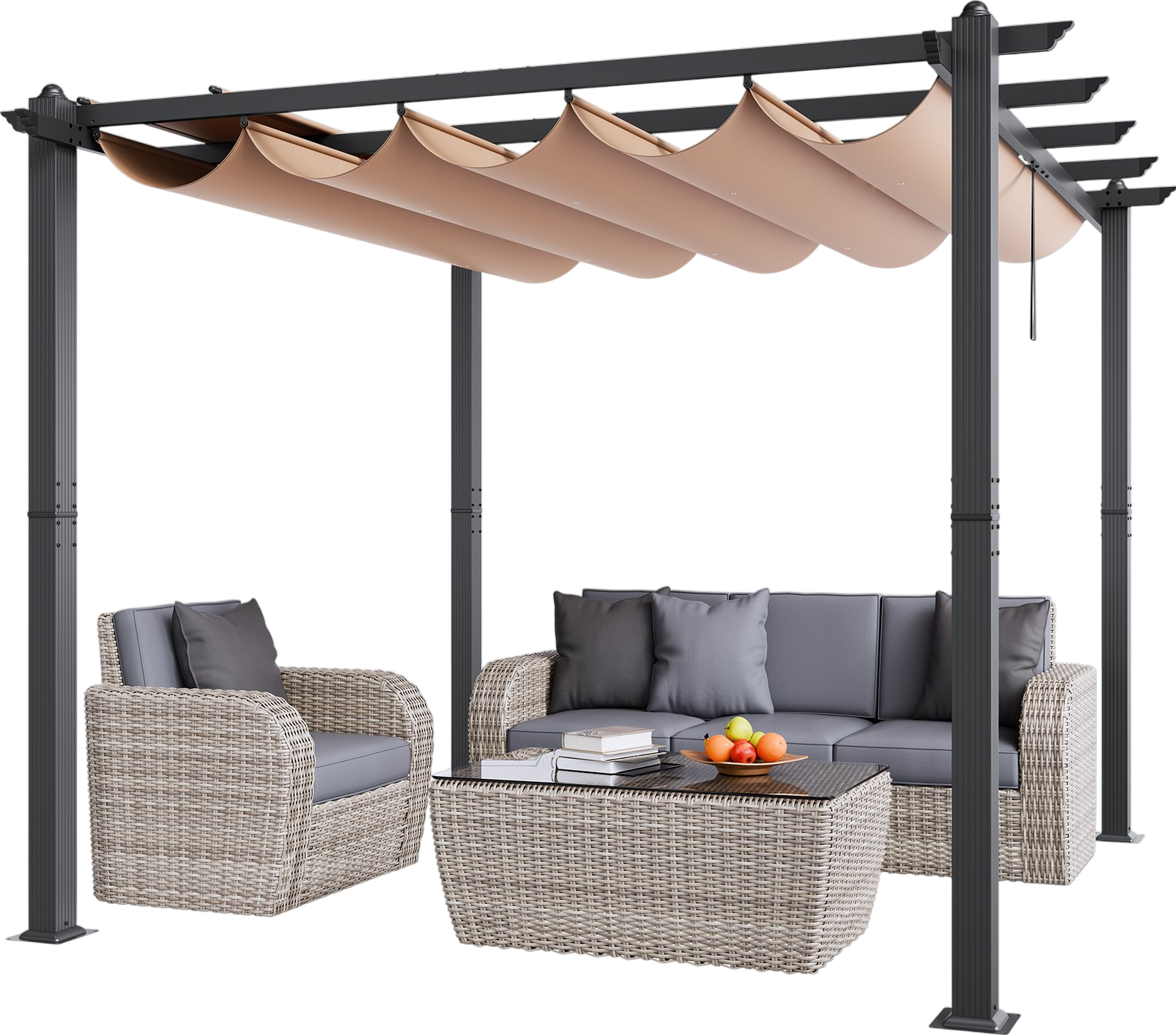Vevor Outdoor Retractable Pergola 10' x 10' with Adjustable Sun Shade Canopy New