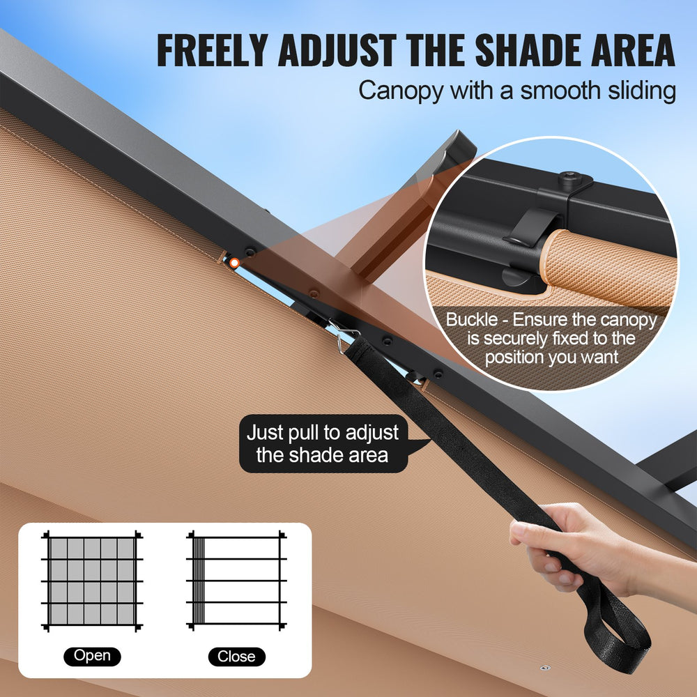 Vevor Outdoor Retractable Pergola 10' x 10' with Adjustable Sun Shade Canopy New