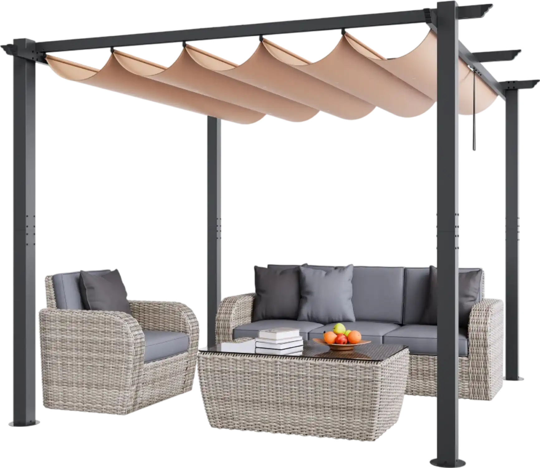 Vevor Retractable Pergola 10' x 10' with Adjustable Sun Shade Canopy Aluminum Frame New
