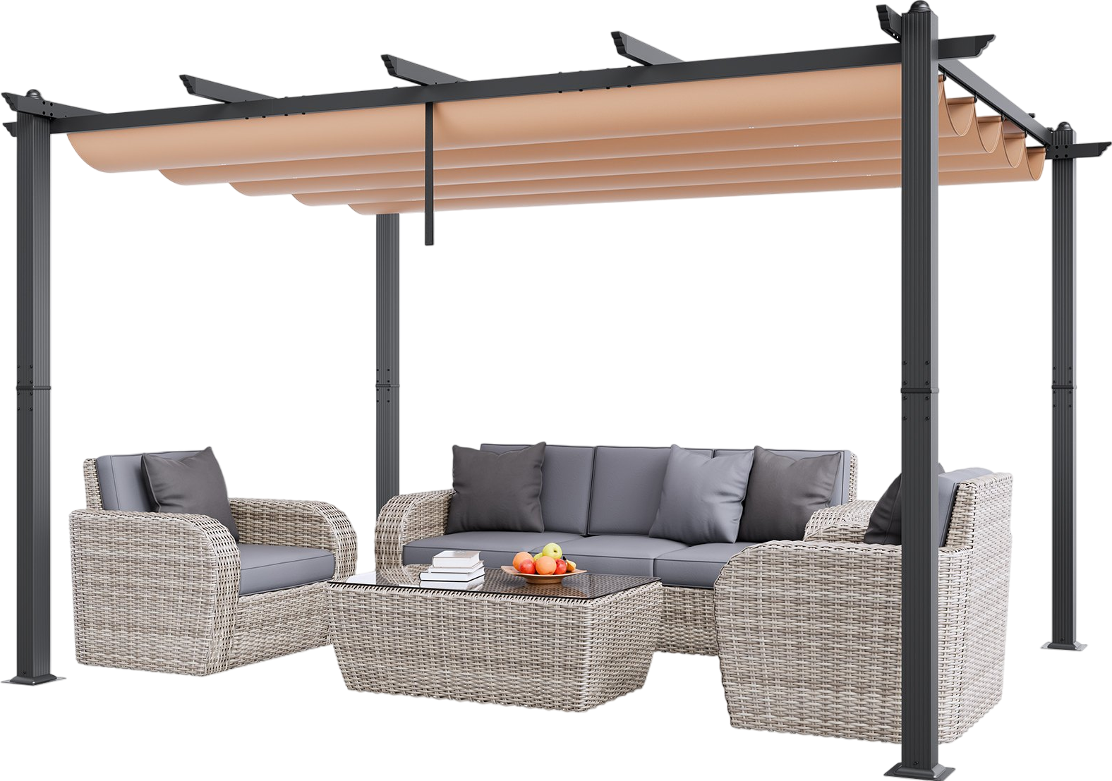 Vevor Outdoor Retractable Pergola 10' x 13' with Adjustable Sun Shade Canopy New