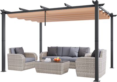 Vevor Outdoor Retractable Pergola 10' x 13' with Adjustable Sun Shade Canopy New