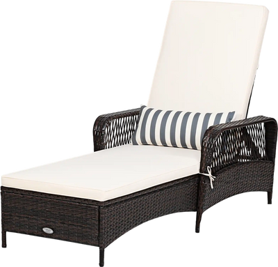 Costway Outdoor Patio Wicker Chaise Lounge Chair Adjustable Backrest Pillow 55469395 New