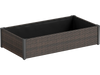 PE rattan raised garden bed with removable liner, ideal for planting vegetables and flowers on patios or balconies.