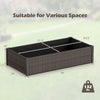 PE rattan raised garden bed with removable liner, measuring 46" x 24" x 10", ideal for outdoor planting in various spaces.