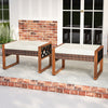 Set of 2 PE rattan wicker ottomans with beige removable cushions, ideal for outdoor patios and versatile seating.