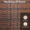 Close-up of mix brown PE rattan texture, showcasing hand-woven durability for outdoor ottomans set.