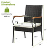Outdoor PE wicker chair with acacia wood armrests, ergonomic design, 400 lbs capacity, perfect for patio use.