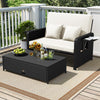 PE Wicker Outdoor Daybed with 4-Level Adjustable Backrest and Storage Ottoman-White - Gallery View 1 of 12