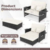 PE wicker outdoor daybed with adjustable backrest and storage ottoman, perfect for patio or garden relaxation.