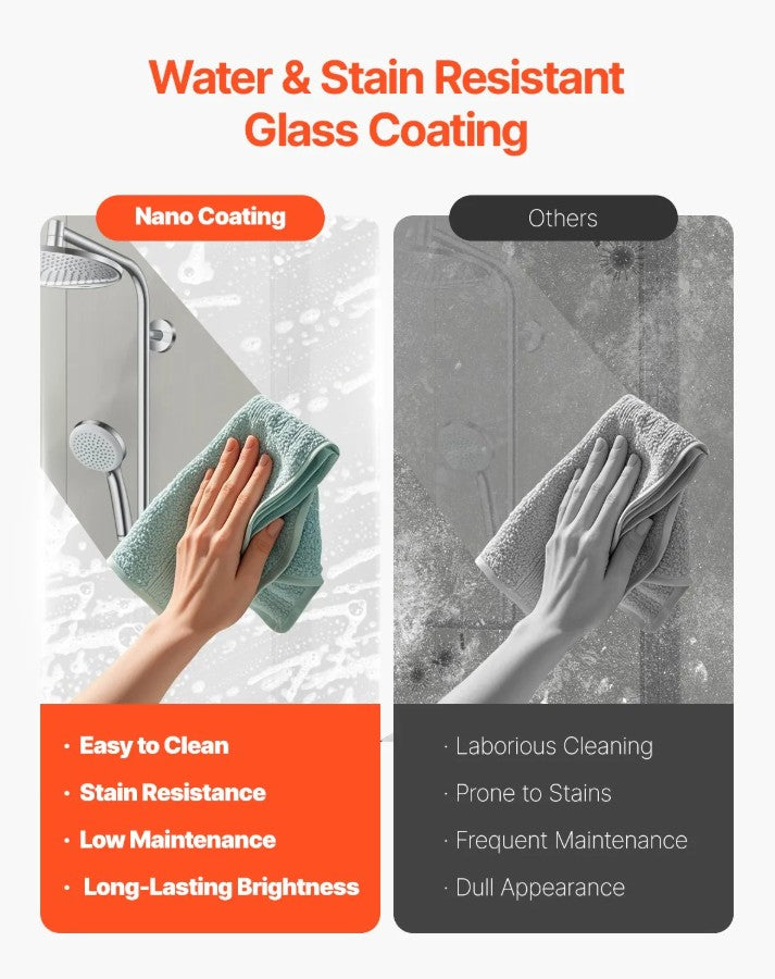 Vevor Bathtub Shower Door 34" x 55" Frameless 180° Rotatable Tempered Glass New