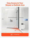Vevor Bathtub Shower Door 34" x 55" Frameless 180° Rotatable Tempered Glass New