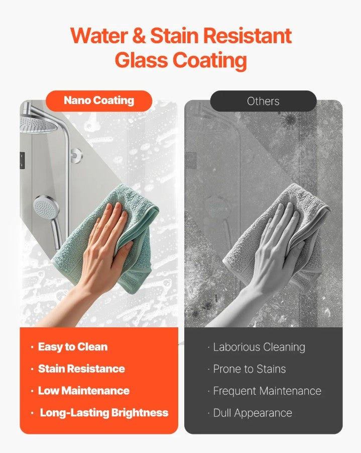 Vevor Frameless Foldable Bathtub Shower Door 51"x56" Tri-Fold 0.23" Tempered Glass New