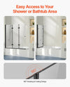 Vevor Frameless Foldable Bathtub Shower Door 51"x56" Tri-Fold 0.23" Tempered Glass New