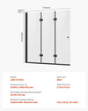 Vevor Frameless Foldable Bathtub Shower Door 51"x56" Tri-Fold 0.23" Tempered Glass New