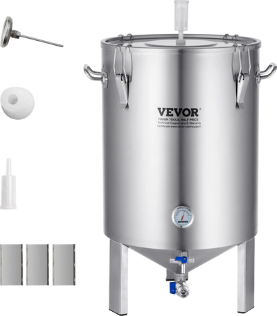 Vevor Brewing System Stainless Steel 16 Gal Beer Fermenter Kettle with Supplies and Thermometer New