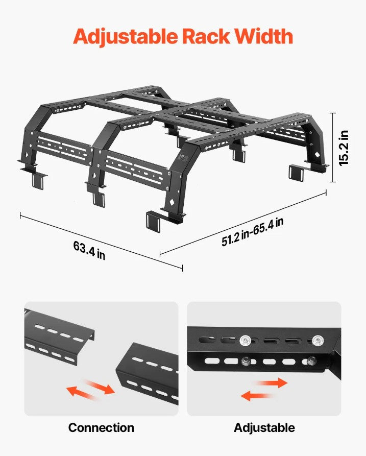 Vevor Overland Truck Bed Rack Fits Tacoma Ranger Gladiator JT Colorado Canyon New