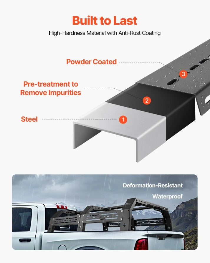 Vevor Overland Truck Bed Rack Fits Tacoma Ranger Gladiator JT Colorado Canyon New