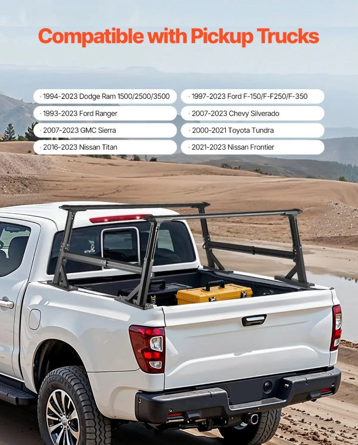 Vevor Adjustable Truck Ladder Rack 800 Lbs Capacity No-Drill Bed Rack New