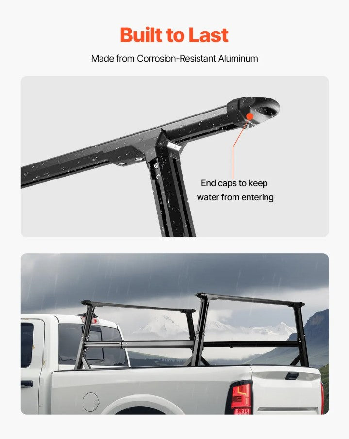 Vevor Adjustable Truck Ladder Rack 800 Lbs Capacity No-Drill Bed Rack New