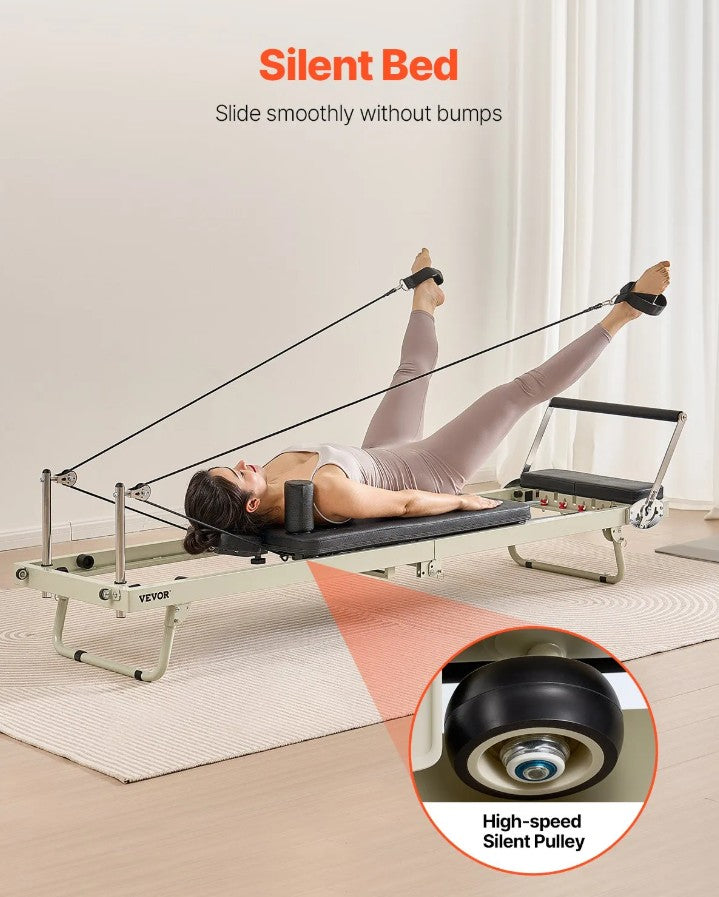 Vevor Foldable Pilates Reformer with Adjustable Resistance 400 Lbs Capacity New