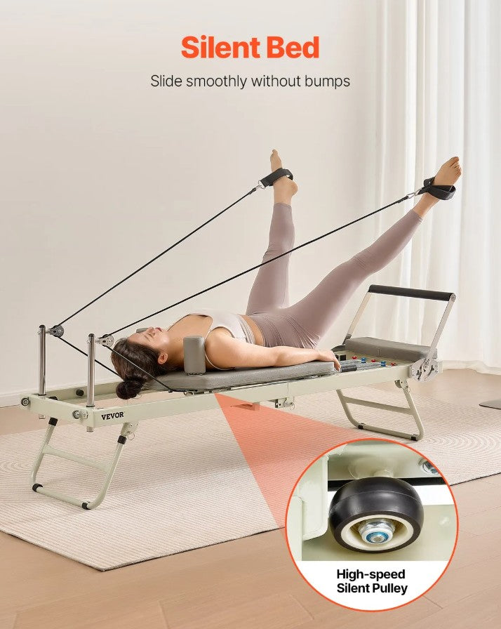 Vevor Foldable Pilates Reformer 400 Lb Capacity with Adjustable Resistance New