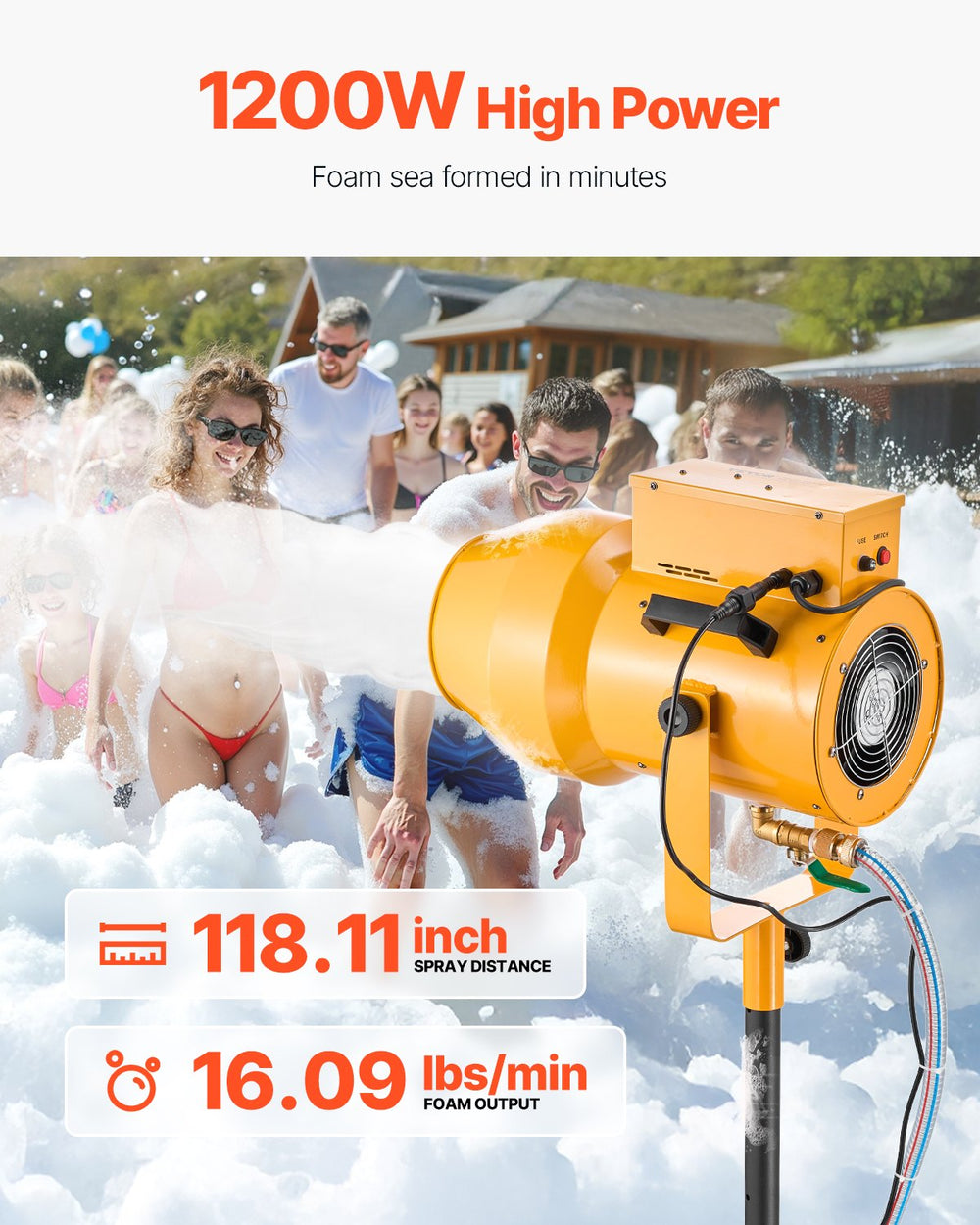 Vevor Foam Party Machine 1200W with 20 Gal Tank and Foam Powder Packs New