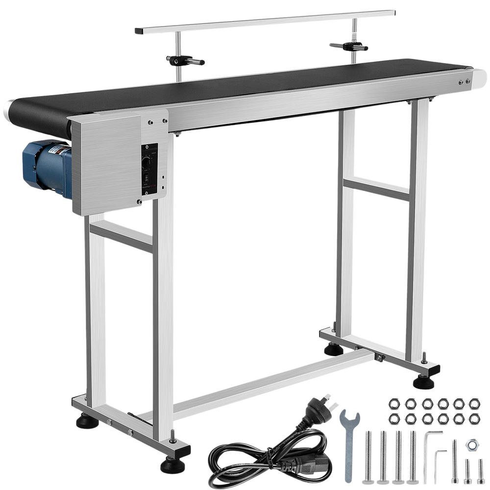 Vevor Motorized Conveyor With PVC Belt 59" x 7.8" Anti-Static With Adjustable Single Guardrail Stainless Steel New