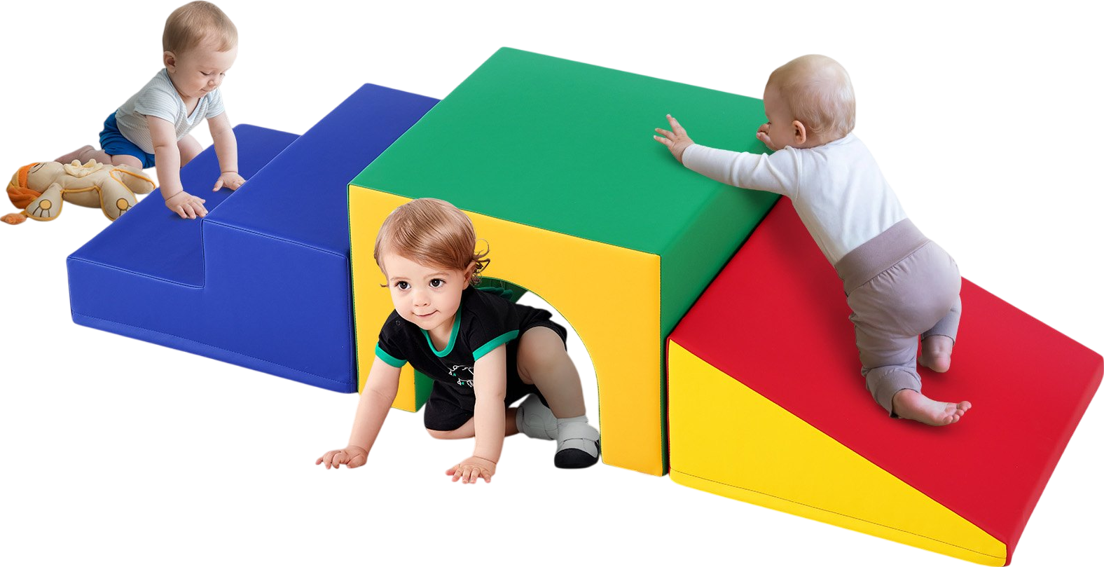 Vevor Foam Climbing Toys 3-Piece Set Tunnel Stairs and Ramp Soft Play Equipment for Toddlers New