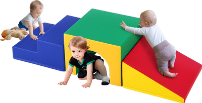 Vevor Foam Climbing Toys 3-Piece Set Tunnel Stairs and Ramp Soft Play Equipment for Toddlers New