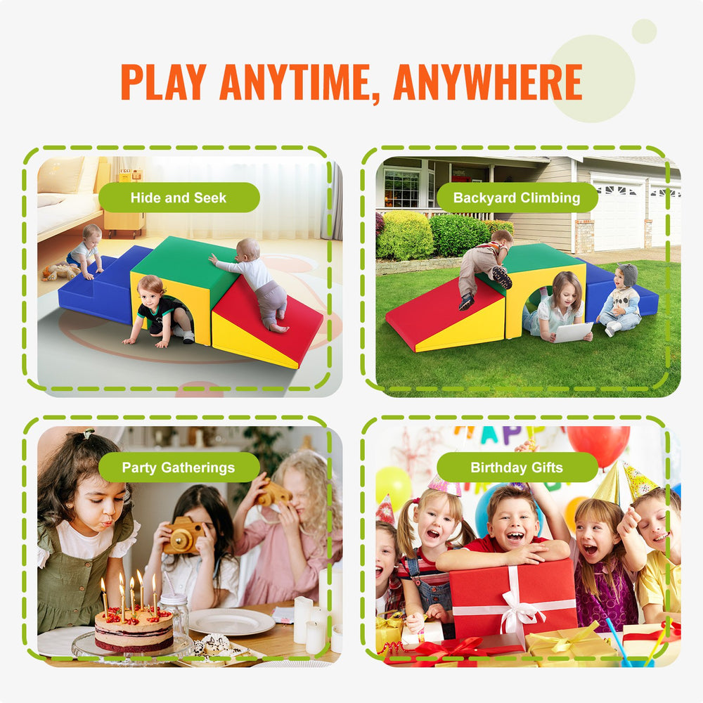 Vevor Foam Climbing Toys 3-Piece Set Tunnel Stairs and Ramp Soft Play Equipment for Toddlers New