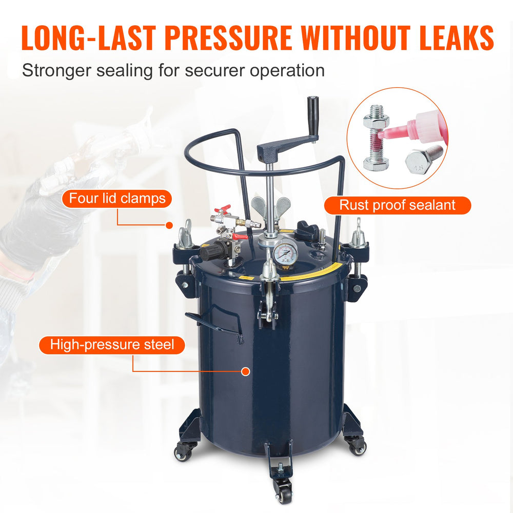 Vevor Spray Paint Pressure Pot Tank 8 Gal with Manual Mixing 70 PSI Adjustable Pressure New