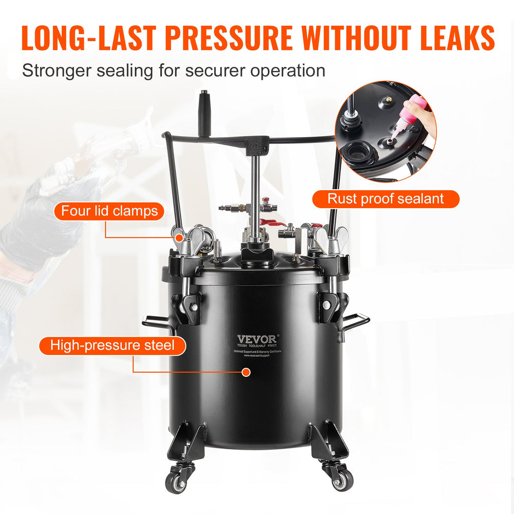 Vevor Spray Paint Pressure Pot Tank 5 Gal with Manual Mixing 70 PSI Adjustable Pressure New