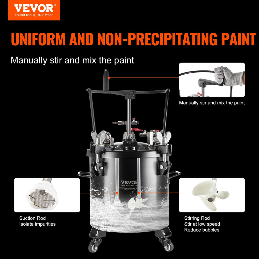 Vevor Spray Paint Pressure Pot Tank 5 Gal with Manual Mixing 70 PSI Adjustable Pressure New