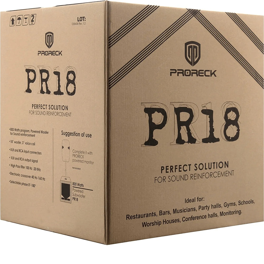 Proreck PM-18 Active PA Subwoofer Cabinet 18" 3000W New