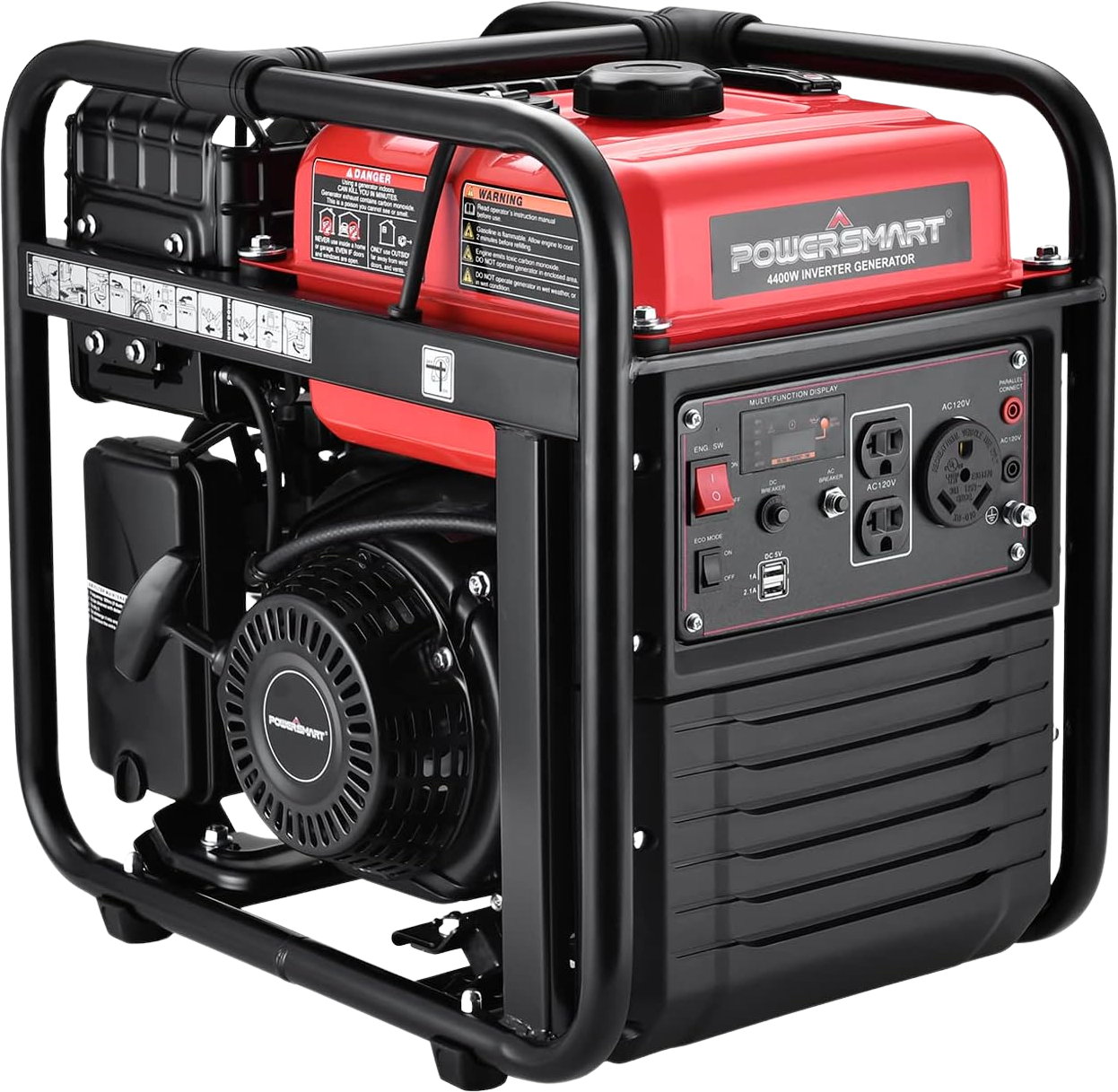 Powersmart PS5040 Inverter Generator Open Frame 3500W/4200W Low THD Parallel and RV Ready 4 Stroke Gas New