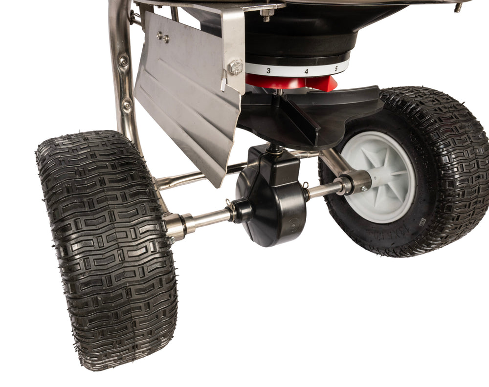 Earthway Prizelawn Broadcast Spreader 80 lb. Hopper Stainless Steel with Pneumatic Tires New